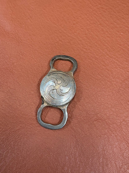 Sterling/Steel Engraved Scroll Palm Concho