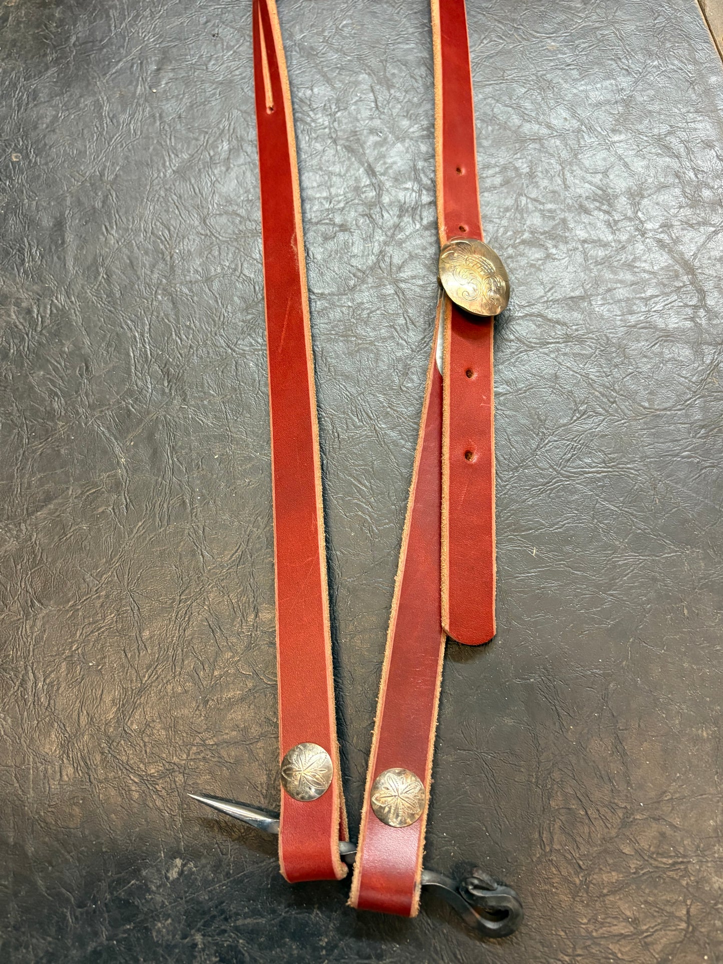 Engraved Silver Spoon Buckle Split Ear Headstall