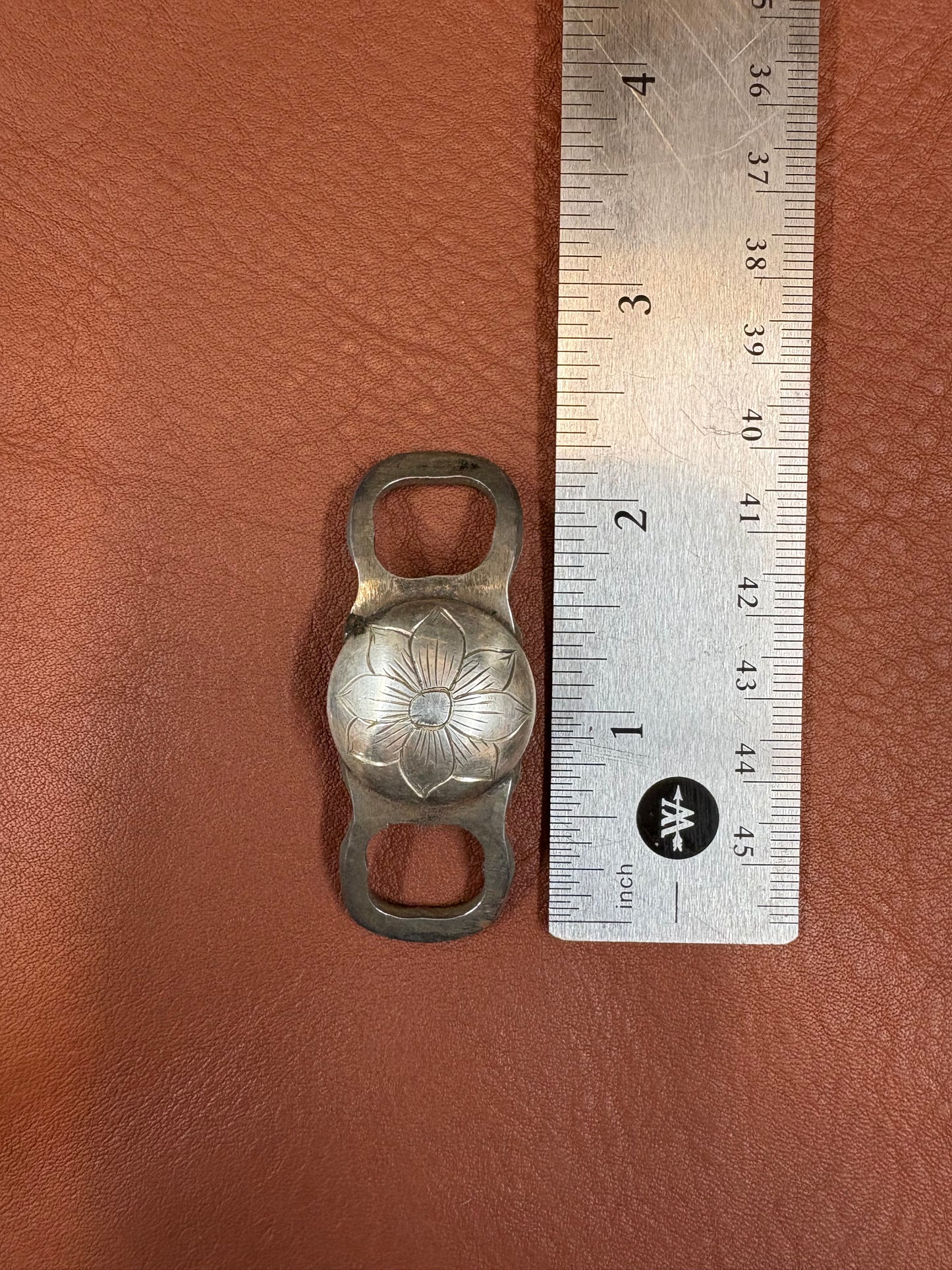 Sterling/Steel Engraved Flower Palm Concho