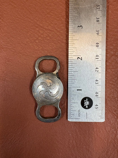 Sterling/Steel Engraved Scroll Palm Concho