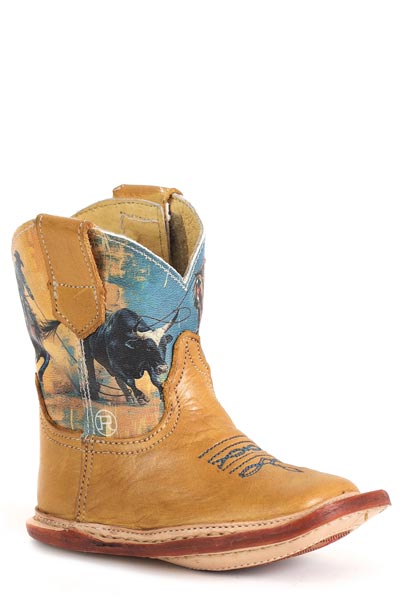 Roper Tan Leather Boots Cowbabies Roping