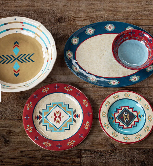 14 Piece Aztec Melamine Dinnerware Set